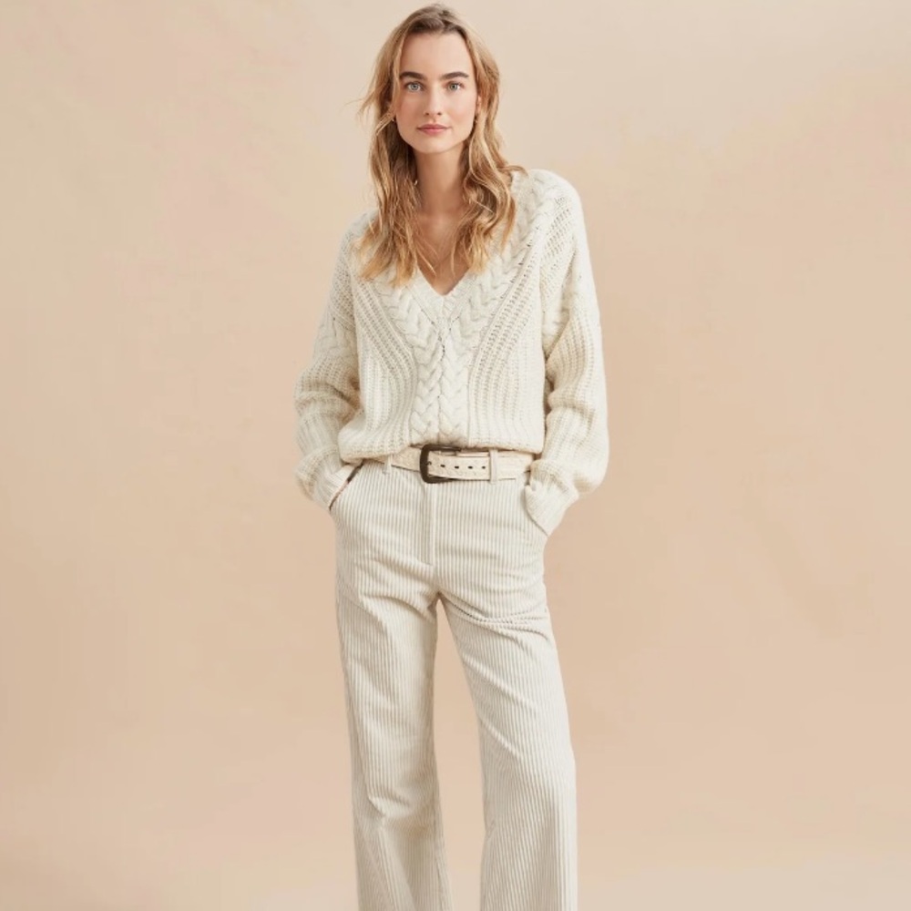 La Ligne Scotia Cable knit V-neck
